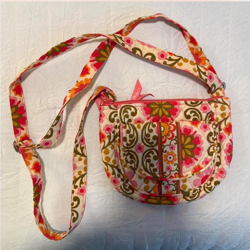 Vera Bradley Pink and Green Floral Crossbody Bag